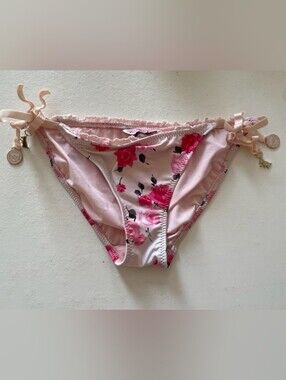 JUICY COUTURE Vintage Bikini Bottoms Tea Rose Pink P XS/S Dog + Juicy Charms